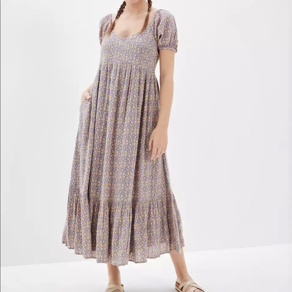 NWOT American Eagle Floral Puff Sleeve Maxi Dress